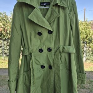 Black Rivet Olive Green Double-Breasted Trench Coat